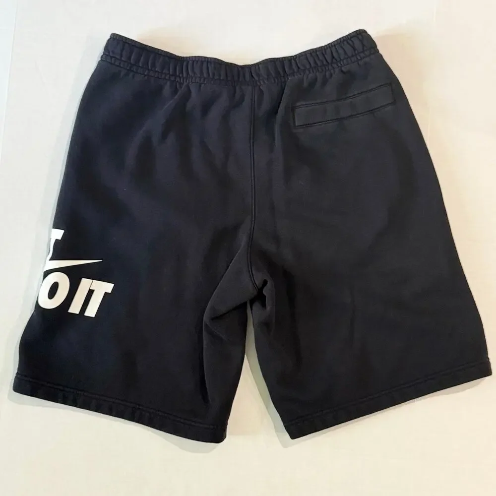 Nike Just Do It Black Fleece Shorts Men’s Size L Elastic Waist With Pockets